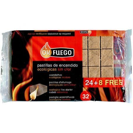 Pastillas de encendido ecologicas 24+8 unidades OKFuego