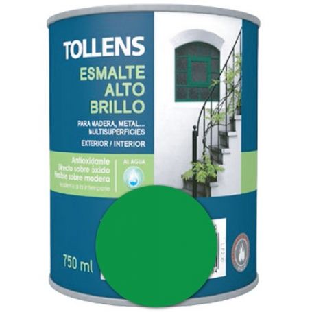 Esmalte al agua verde hierba alto brillo 0,75 lt. Tollens