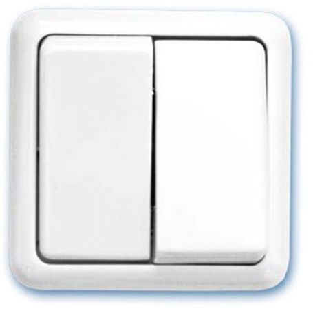 Doble conmutador de superficie blanco 65x65mm 10A 250V GSC Evolution