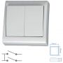 Doble conmutador de superficie blanco 80x80mm 10A 250V GSC Evolution