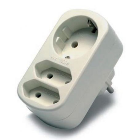 Adaptador triple TT lateral 10A 16A/250V Famatel