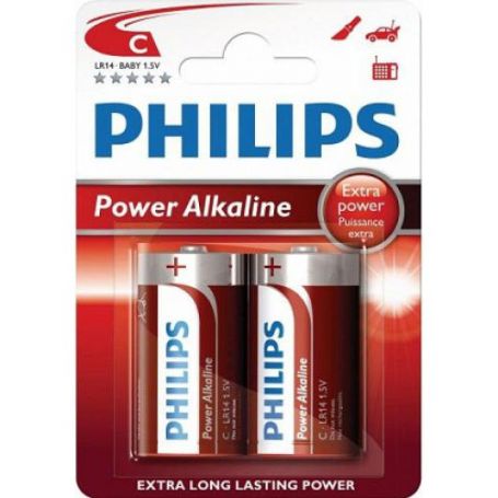 Pila alcalina LR14 Power Alkaline Philips (2 unidades)