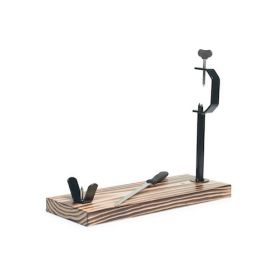 Jamonero Jaén madera quemada lacado natural con cuchillo 3063 Buarfe
