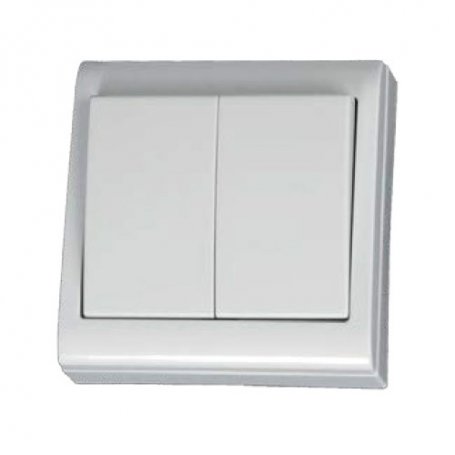 Doble conmutador de superficie blanco 80x80mm 10A 250V GSC Evolution