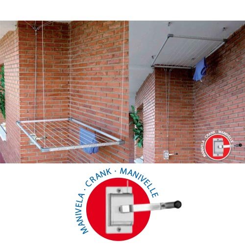 ⇒ Comprar Tendedero techo manivela extensible 110-170cm acero