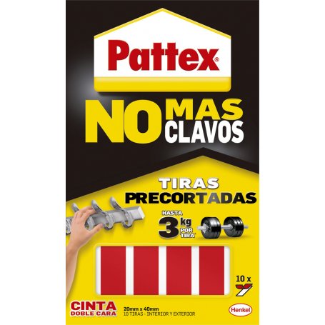 Pattex Cinta doble cara No Mas Clavos 10 tiras precortadas Henkel