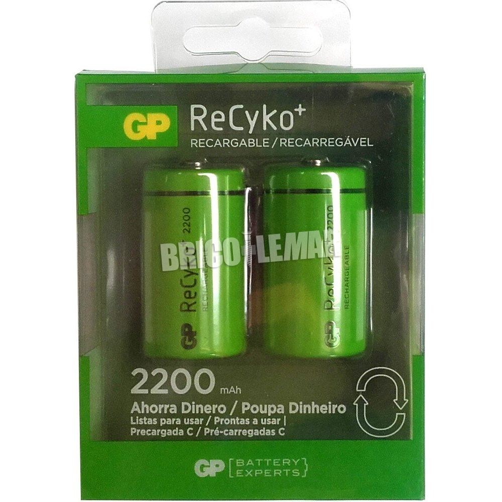 2 baterías recargables C 2200mAh blíster Recyko+ | Brico...