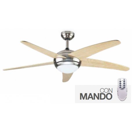 Ventilador techo 5 aspas madera mando 60w-luz e14 60w haya gsc evolution