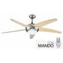 Ventilador techo 5 aspas madera mando 60w-luz e14 60w haya gsc evolution