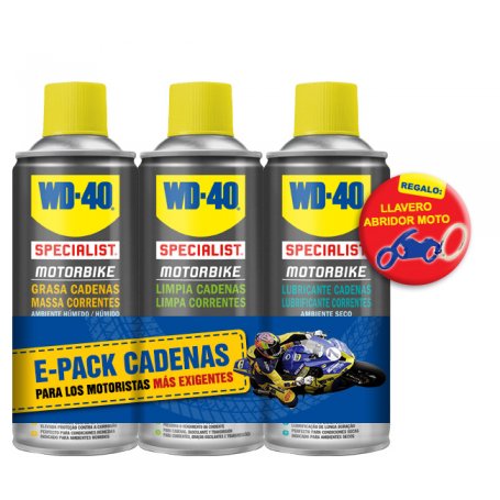 A bordo Estricto Mecánica ▷ Comprar E-Pack Motorbike Cadenas WD-40 llavero de regalo | Bricolemar