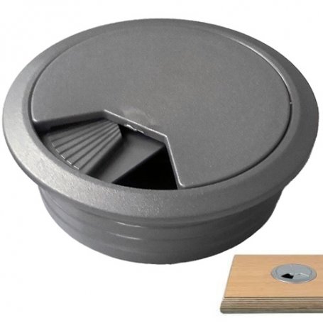 Tapa pasacable c/muelle 60mm gris