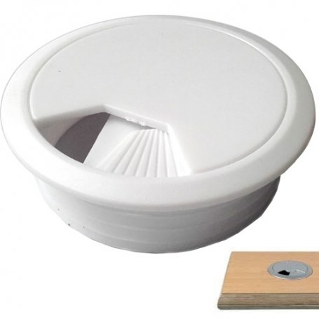 Tapa pasacable con muelle 60mm blanco Cufesan