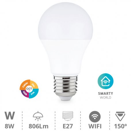 Bombilla LED wifi inteligente E27 8W 806LM CCT (2700-6500K