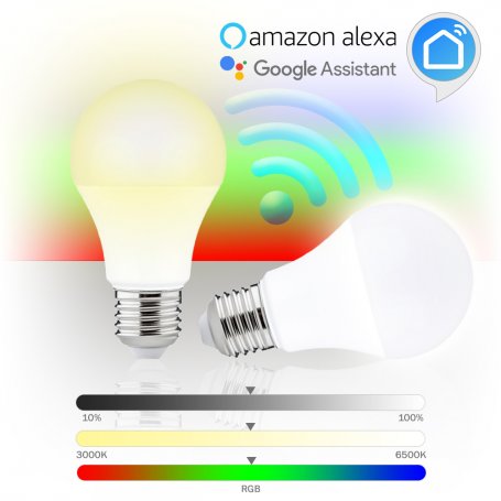 Pack de 2 Lámparas inteligentes led WiFi estándar E27 8W RGB 3000K-6500K GSC Evolution