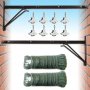 Pack tendedero pared 2 soportes negro + 8 poleas + madejas cuerdas blanca/verde 2x20m Kabra