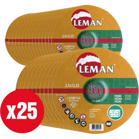 25 discos de corte Leman para piedra 115 Naranja