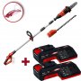 Kit cortasetos + motosierra Ehinhell GE-HC 18V Li + 2 baterías 18V 4Ah con cargadores