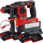 Kit martillo perforador Einhell Herocco 4 funciones 18V Li + 2 baterías 18V 4Ah con cargadores + 6 brocas y cinceles SDSPlus