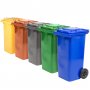 5 contenedores de basura en colores para reciclaje 120 litros con tapas y ruedas Maiol