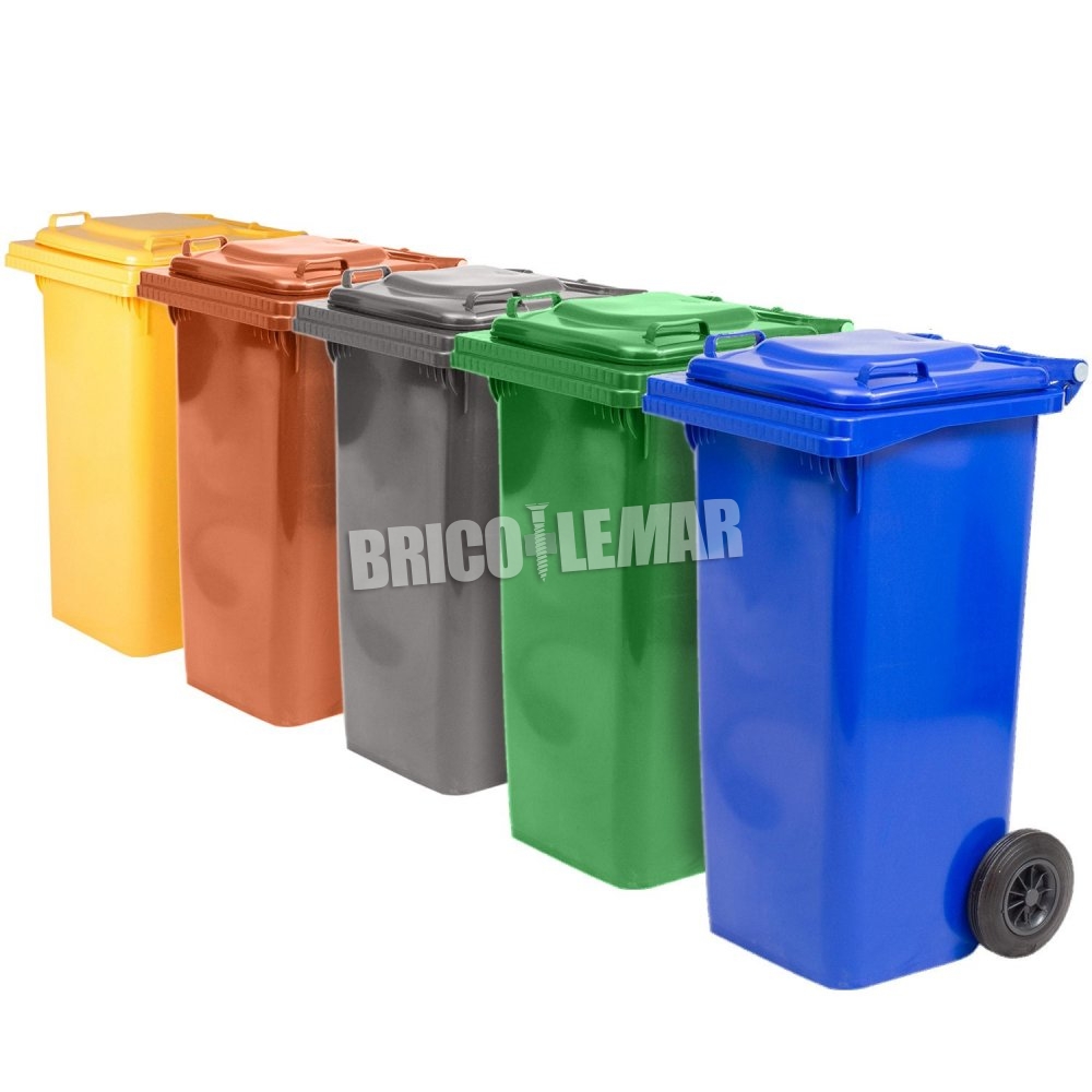 ▷ Comprar 5 contenedores de basura colores para reciclaje 120 litr...