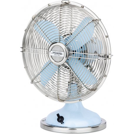 Ventilador en metal diseño retro JOE50 azul 33W 25cm 3 velocidades 4 aspas H.Koenig