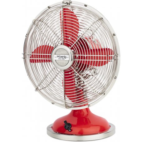 Ventilador en metal diseño retro JOE50 rojo 33W 25cm 3 velocidades 4 aspas H.Koenig