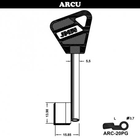 Llave de seguridad en bruto de axero Modelo ARC-20PG JMA bolsa de cino unidades
