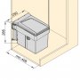 Contenedor de reciclaje 15L fijación puerta apertura de muebles gris antracita Emuca