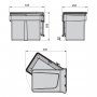 Contenedor de reciclaje 15L fijación puerta apertura de muebles gris antracita Emuca