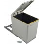 Contenedor de reciclaje 16L para módulo de cocina fijación inferior tapa automática gris Emuca