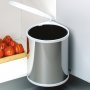 Contenedor de reciclaje 13L para módulo de cocina fijación puerta, apertura tapa automática Inox Emuca