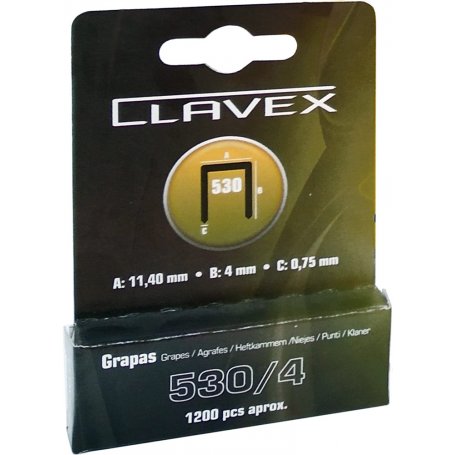 Grapa Clavex Nº 530 4mm blister 1200 unidades Siesa