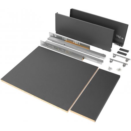 Kit cajón Vertex para cocina o baño 500mm altura de 178mm para módulo 450mm acero gris antracita Emuca