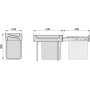 Contenedor de reciclaje de 20L para cocina fijación inferior extracción manual acero y plástico gris antracita Emuca