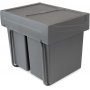 Contenedores de reciclaje cocina 2x20L fijación inferior extracción manual acero y plástico gris antracita Emuca