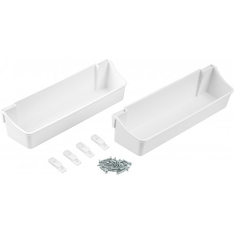 Pack de 2 bandejas auxiliares para fijar puerta armario 350mm plástico blanco Emuca