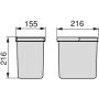 2 contenedores para cajón de cocina 2x6L altura 216mm gris antracita Emuca