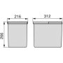 2 contenedores para cajón de cocina 2x15L altura 266mm gris antracita Emuca