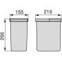 2 contenedores para cajón de cocina 2x7L altura 266mm gris antracita Emuca