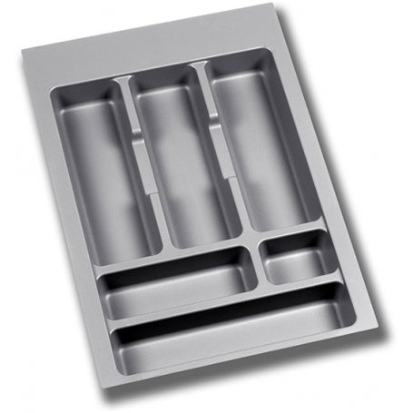 Cubertero para cajón de cocina universal módulo 400mm plástico gris Emuca
