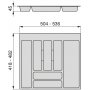 Cubertero para cajón de cocina universal módulo 600mm plástico gris Emuca