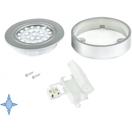 Foco LED 1,8W con soporte Ø65mm luz blanca fría plástico gris metalizado Emuca