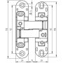 Lote de 2 bisagras ocultas para puertas de paso carga 40Kg apertura 180º zamak gris metalizado Emuca