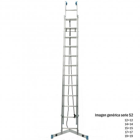 Escalera de 2 tramos con cuerda 14+14 peldaños Plabell ST