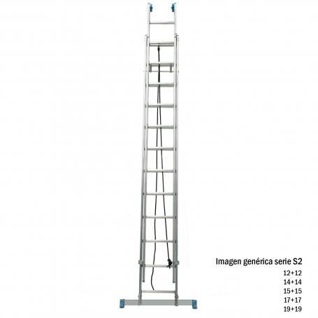 Escalera de 2 tramos con cuerda 12+12 peldaños Plabell ST