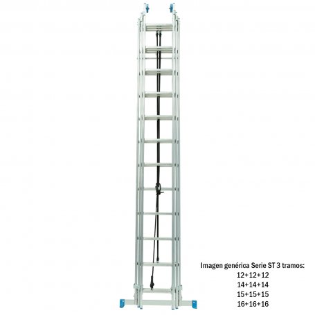 Escalera de 3 tramos con cuerda 12+12+12 peldaños Plabell ST