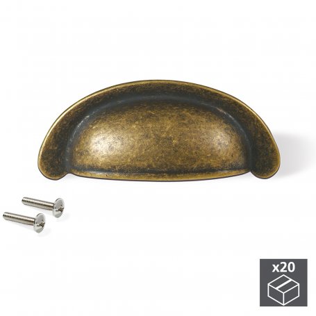 Lote de 20 tiradores para mueble intereje 64mm zamak bronce Emuca