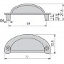 Lote de 20 tiradores para mueble intereje 64mm zamak negro Emuca