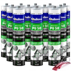 Masilla poliuretano SINTEX PU-50 Sellado y Pegado 300ml negro caja 12 unidades Quilosa