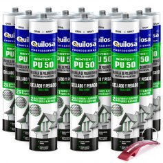 Masilla poliuretano SINTEX PU-50 Sellado y Pegado 300ml gris caja 12 unidades Quilosa